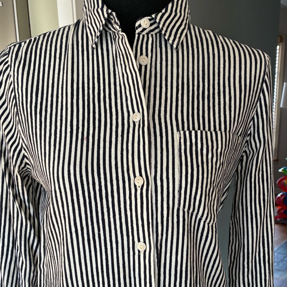 Madewell Shrunken Button-up Black and White striped shirt